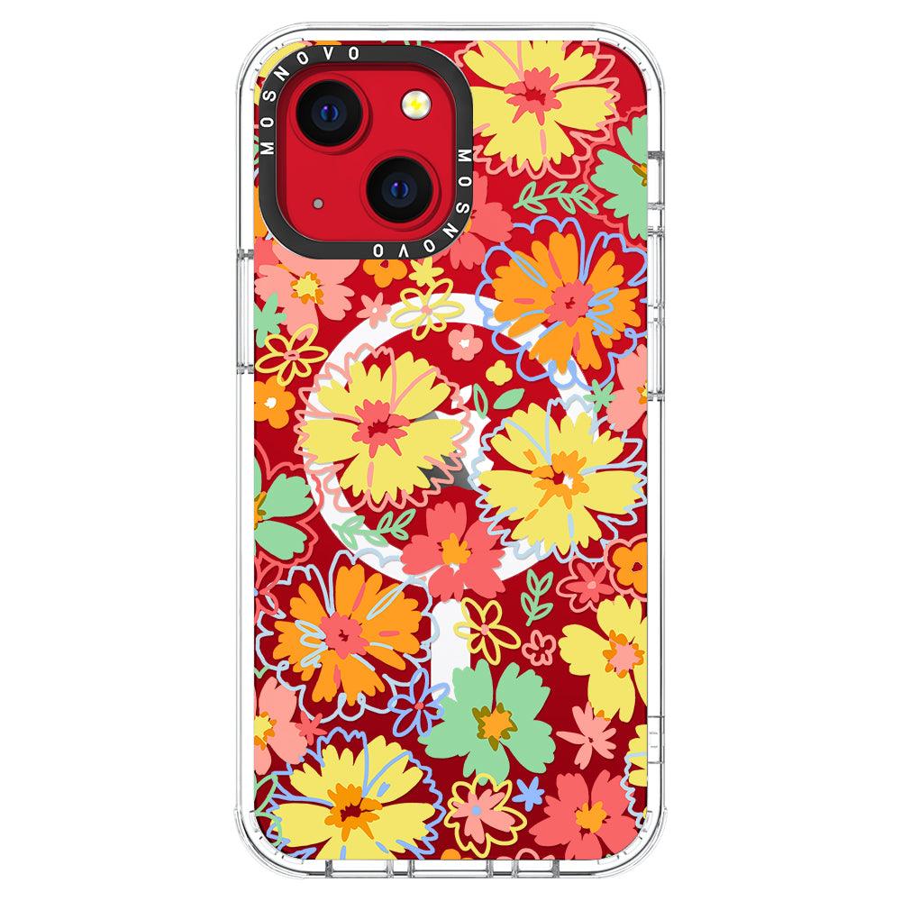 Retro Boho Hippie Flowers Phone Case - iPhone 13 Case - MOSNOVO
