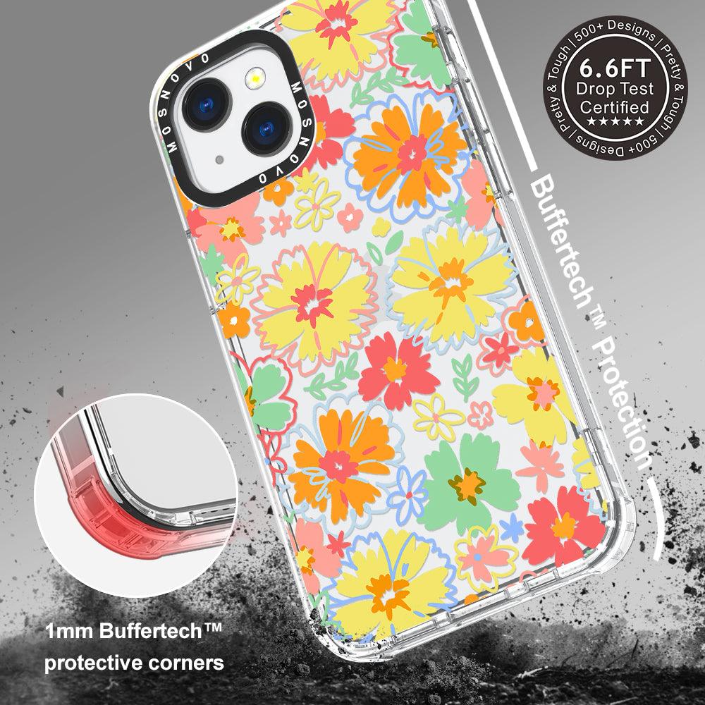 Retro Boho Hippie Flowers Phone Case - iPhone 13 Case - MOSNOVO