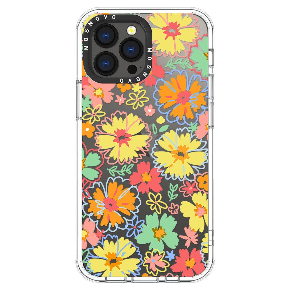 Retro Boho Hippie Flowers Phone Case - iPhone 13 Pro Case - MOSNOVO