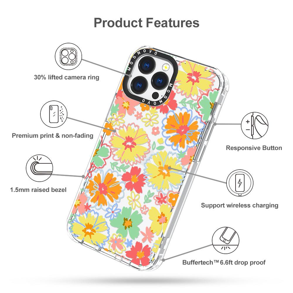 Retro Boho Hippie Flowers Phone Case - iPhone 13 Pro Case - MOSNOVO