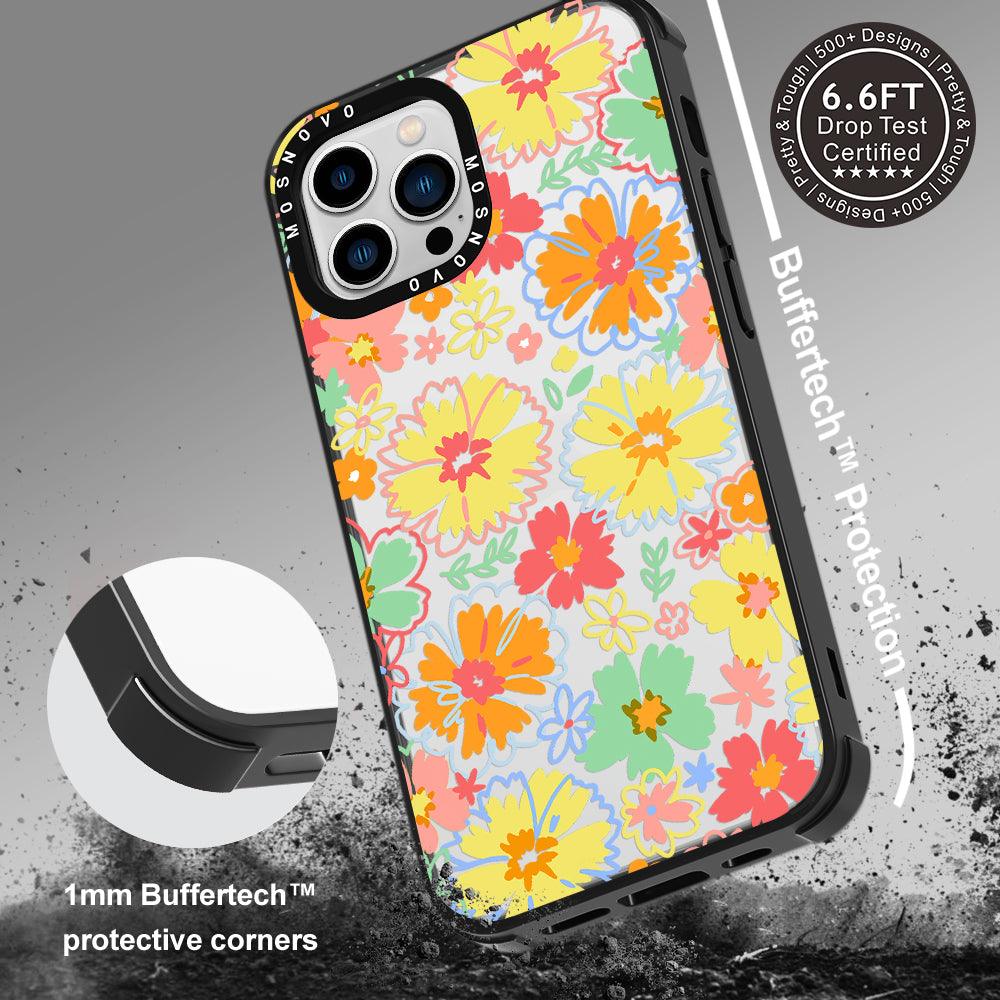 Retro Boho Hippie Flowers Phone Case - iPhone 13 Pro Max Case - MOSNOVO