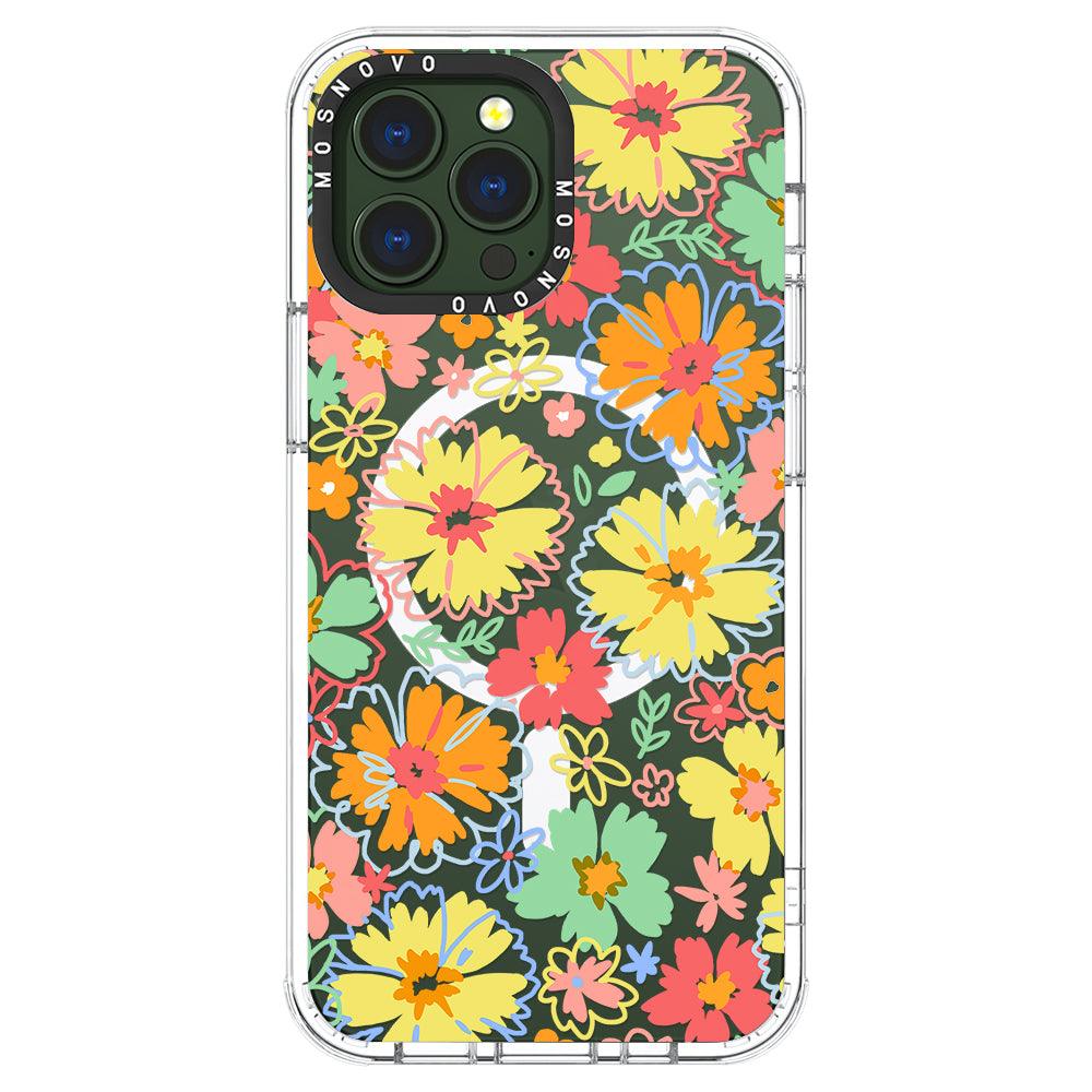 Retro Boho Hippie Flowers Phone Case - iPhone 13 Pro Max Case - MOSNOVO