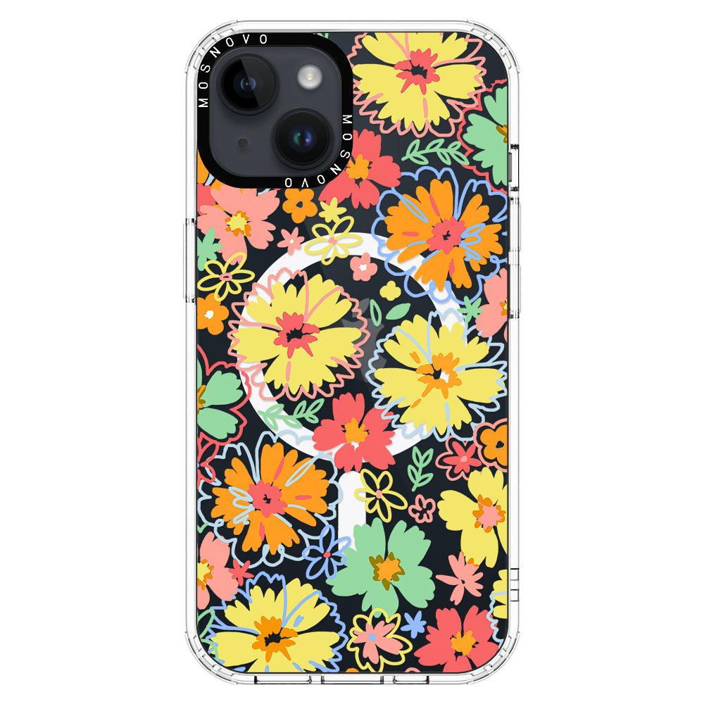 Retro Boho Hippie Flowers Phone Case - iPhone 14 Case - MOSNOVO