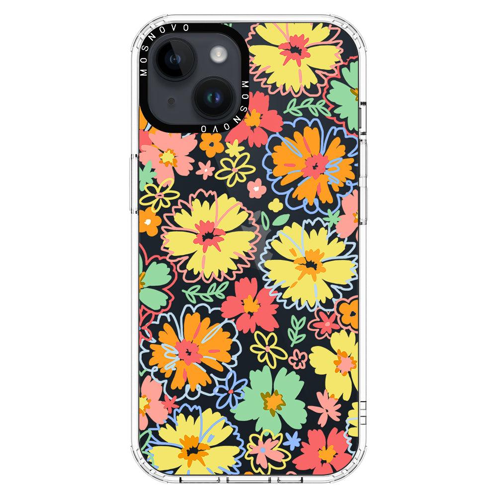 Retro Boho Hippie Flowers Phone Case - iPhone 14 Case - MOSNOVO