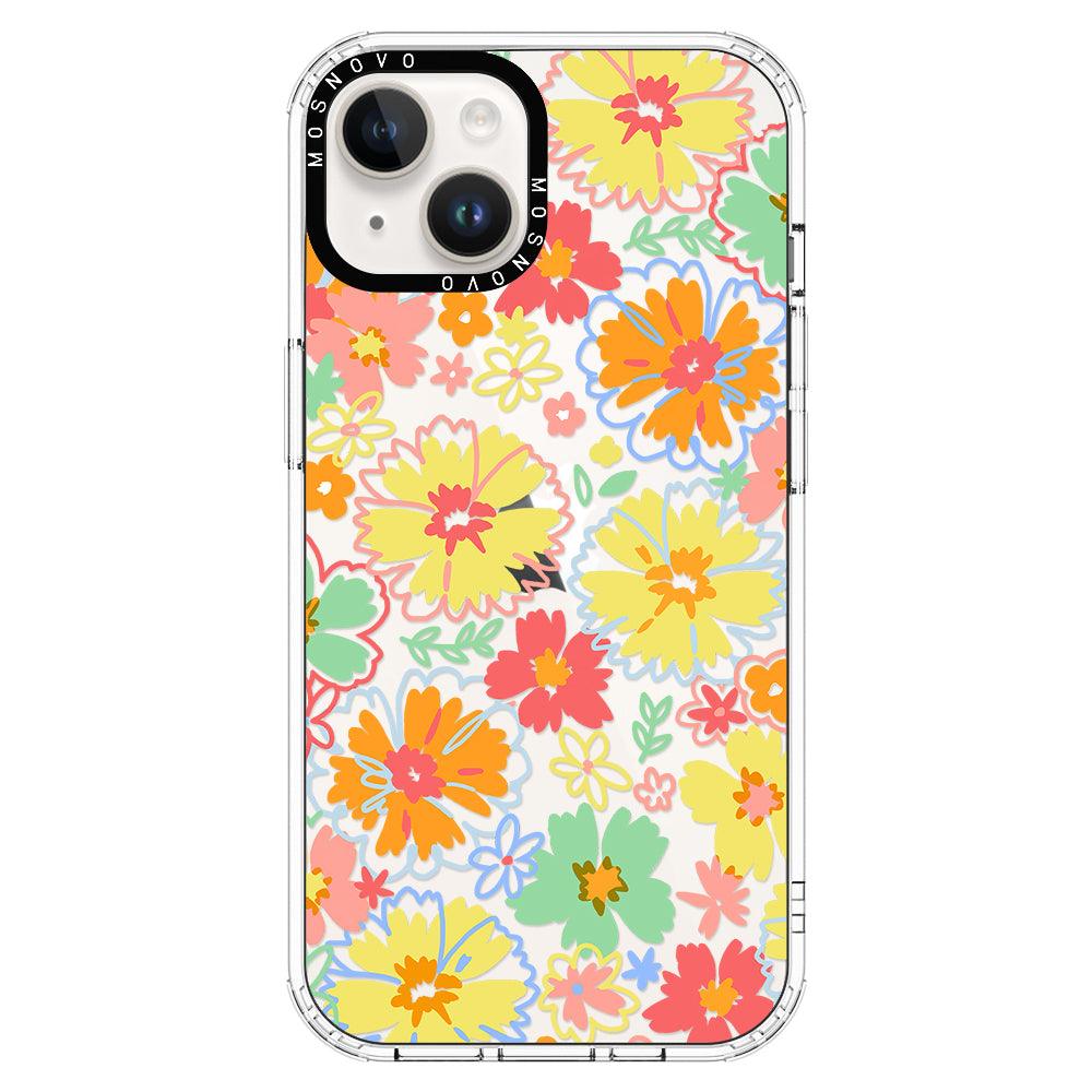 Retro Boho Hippie Flowers Phone Case - iPhone 14 Plus Case - MOSNOVO
