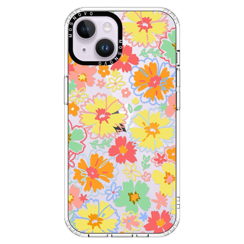Retro Boho Hippie Flowers Phone Case - iPhone 14 Plus Case - MOSNOVO