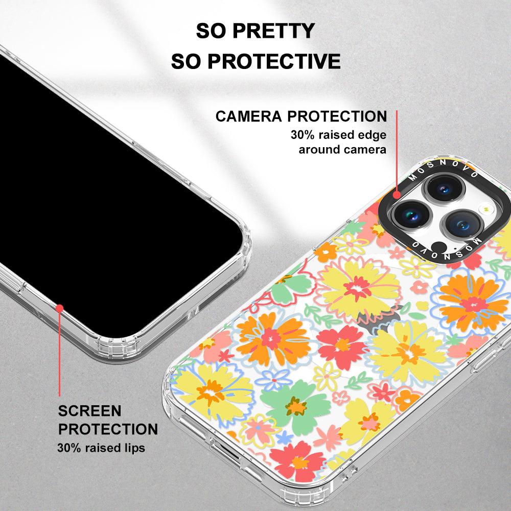 Retro Boho Hippie Flowers Phone Case - iPhone 14 Pro Max Case - MOSNOVO