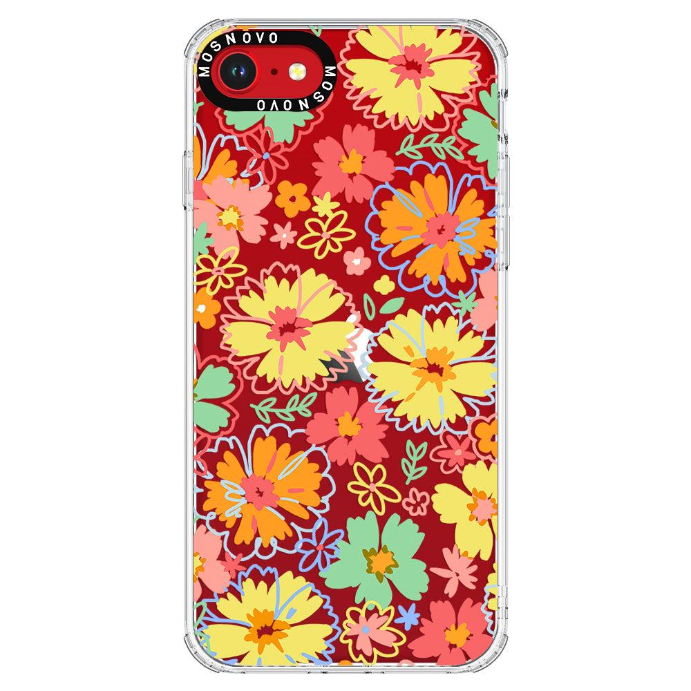 Retro Boho Hippie Flowers Phone Case - iPhone SE 2020 Case - MOSNOVO