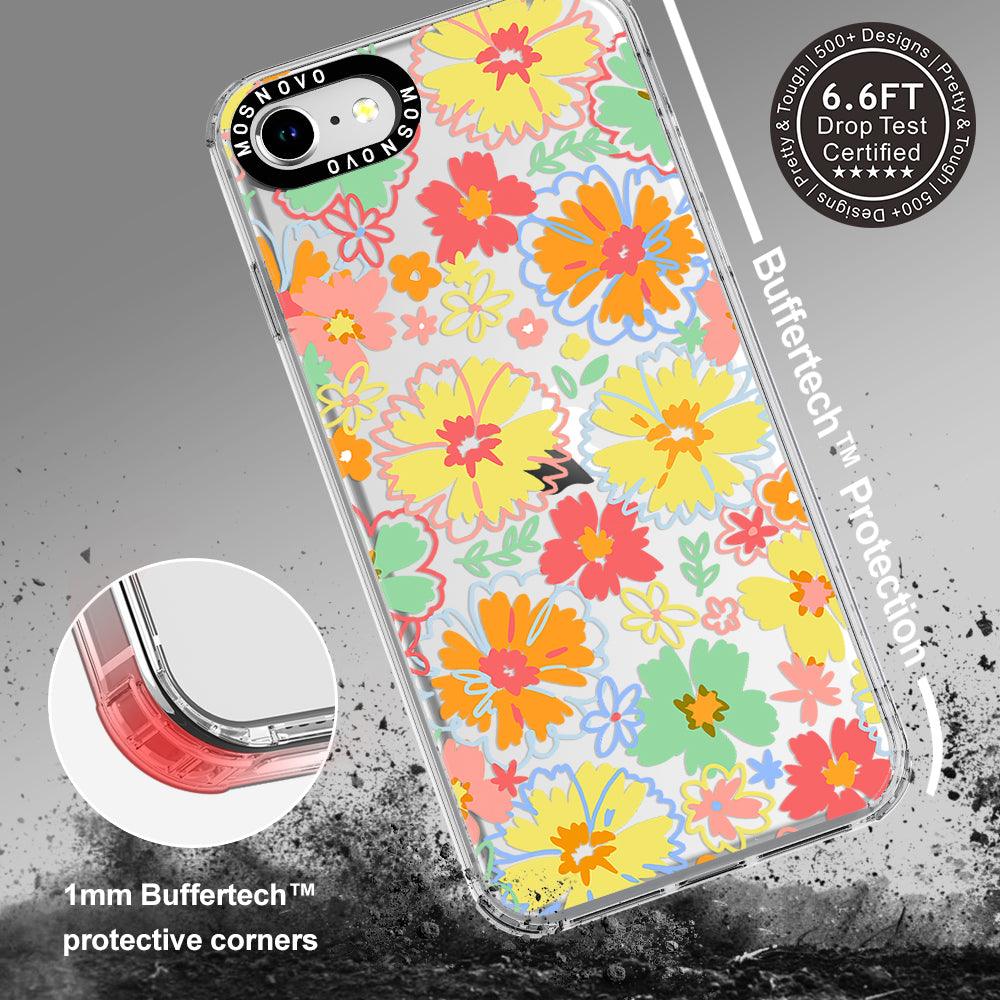 Retro Boho Hippie Flowers Phone Case - iPhone SE 2020 Case - MOSNOVO