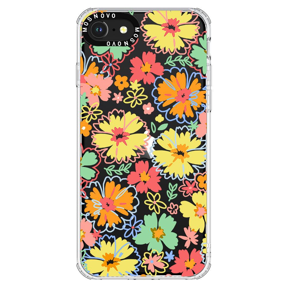 Retro Boho Hippie Flowers Phone Case - iPhone SE 2022 Case - MOSNOVO