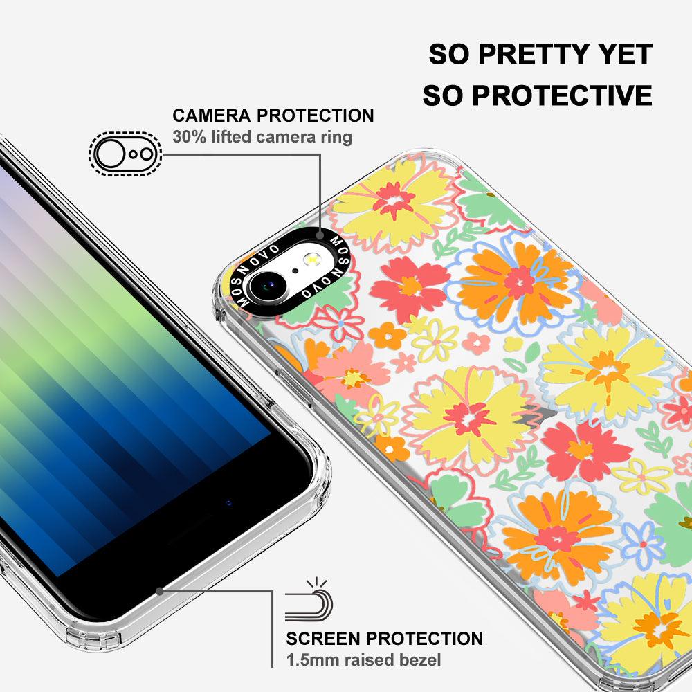 Retro Boho Hippie Flowers Phone Case - iPhone SE 2022 Case - MOSNOVO