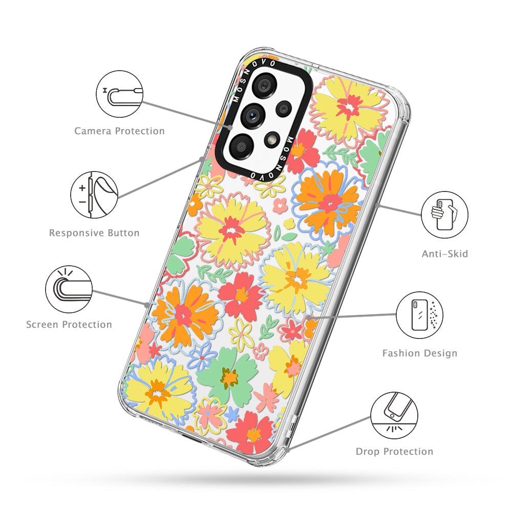 Retro Boho Hippie Flowers Phone Case - Samsung Galaxy A53 Case - MOSNOVO