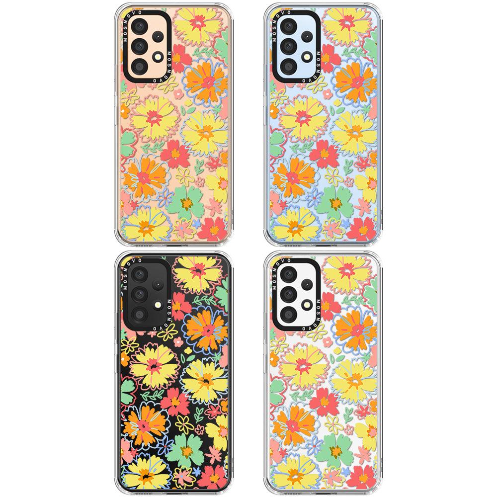 Retro Boho Hippie Flowers Phone Case - Samsung Galaxy A53 Case - MOSNOVO