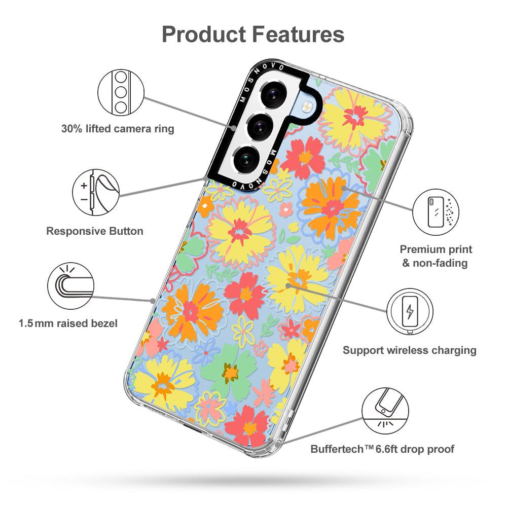 Retro Boho Hippie Flowers Phone Case - Samsung Galaxy S22 Case - MOSNOVO