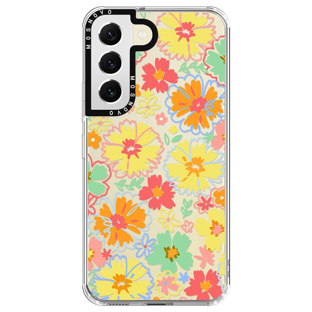 Retro Boho Hippie Flowers Phone Case - Samsung Galaxy S22 Case - MOSNOVO