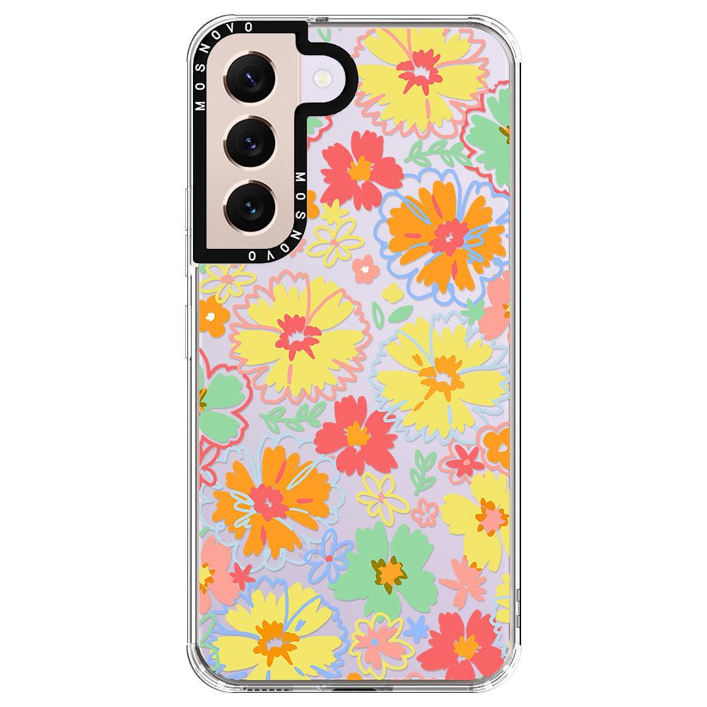 Retro Boho Hippie Flowers Phone Case - Samsung Galaxy S22 Plus Case - MOSNOVO