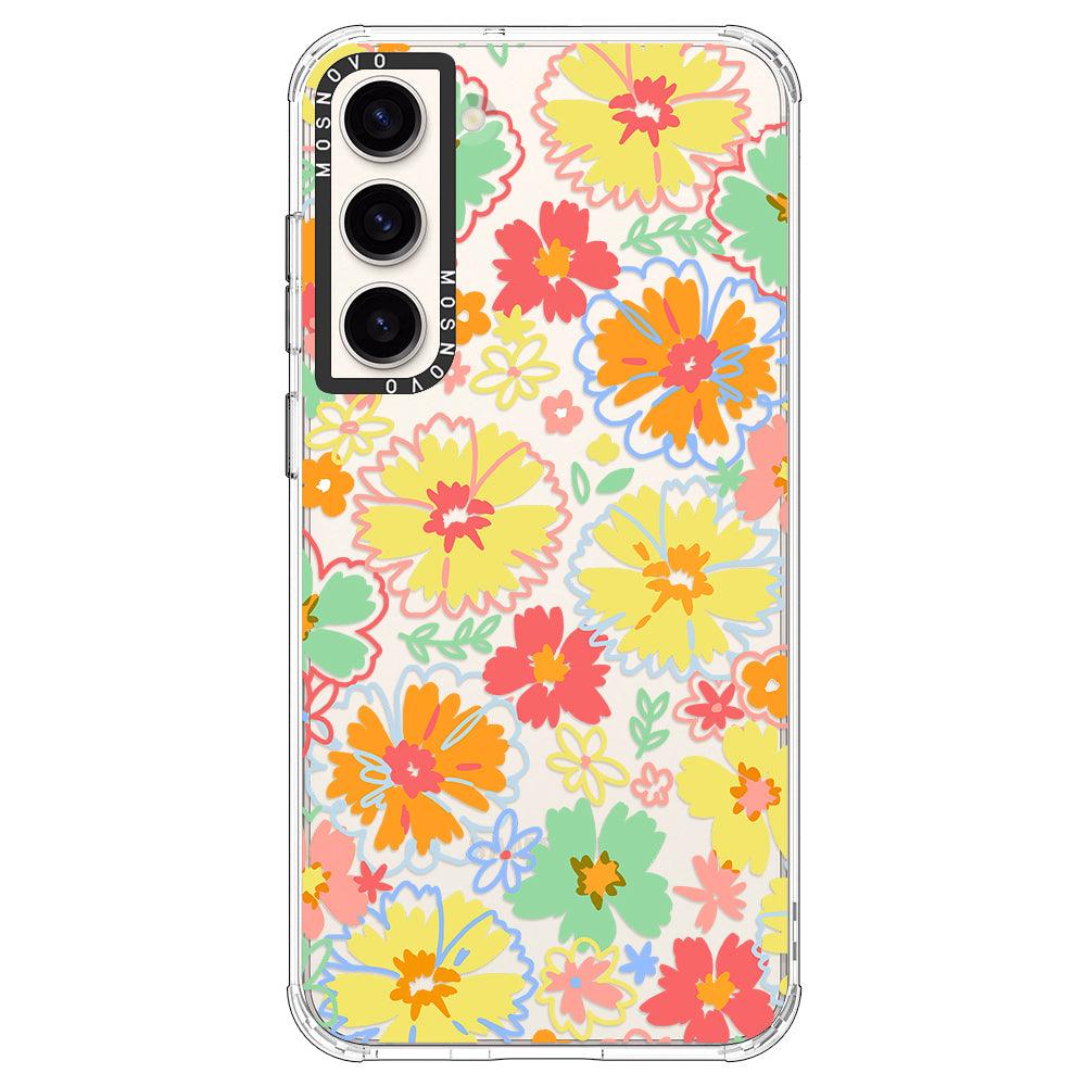 Retro Boho Hippie Flowers Phone Case - Samsung Galaxy S23 Case - MOSNOVO