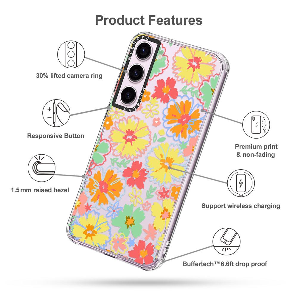 Retro Boho Hippie Flowers Phone Case - Samsung Galaxy S23 Case - MOSNOVO