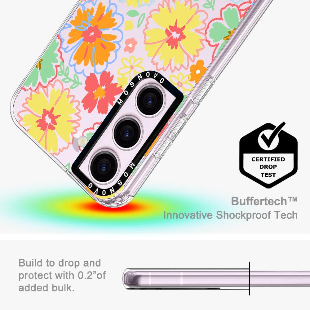 Retro Boho Hippie Flowers Phone Case - Samsung Galaxy S23 Plus Case - MOSNOVO