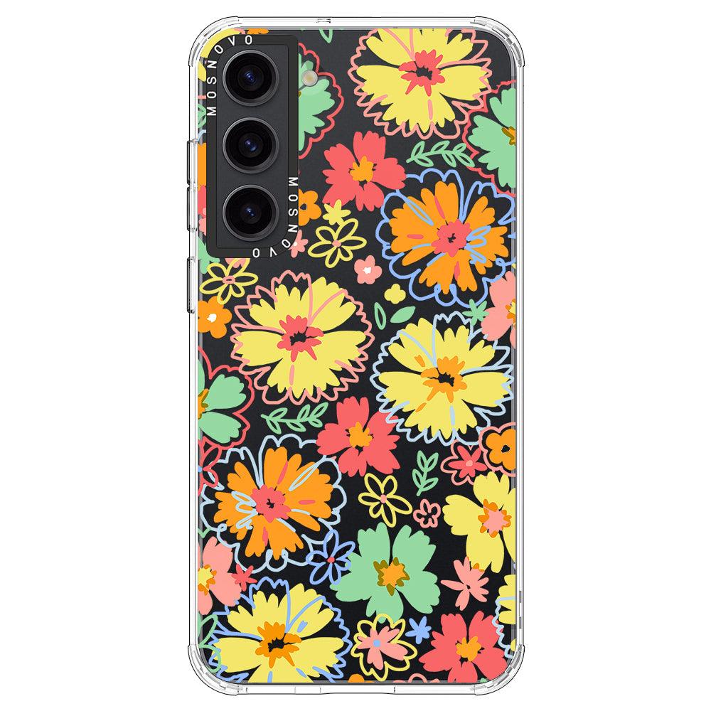 Retro Boho Hippie Flowers Phone Case - Samsung Galaxy S23 Plus Case - MOSNOVO