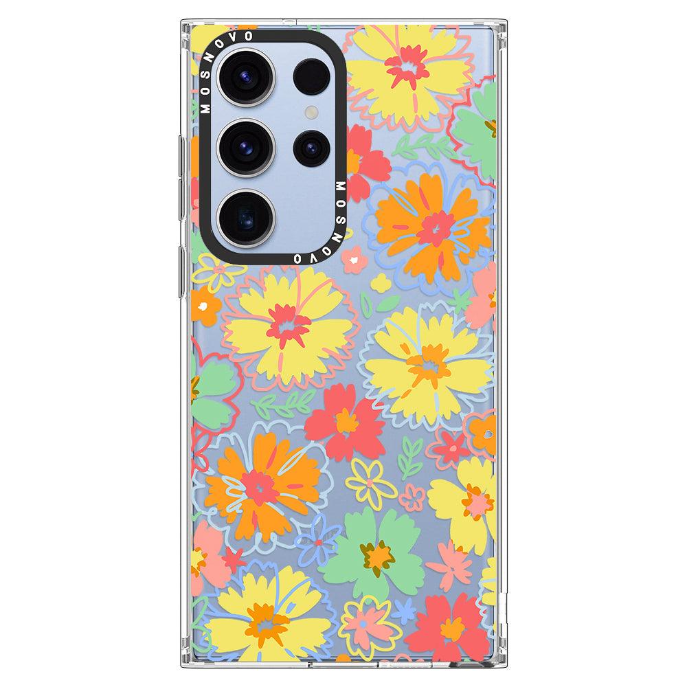 Retro Boho Hippie Flowers Phone Case - Samsung Galaxy S23 Ultra Case - MOSNOVO