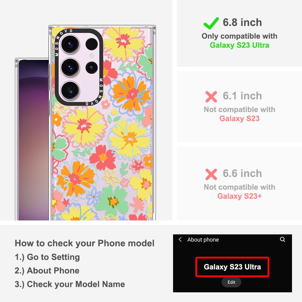 Retro Boho Hippie Flowers Phone Case - Samsung Galaxy S23 Ultra Case - MOSNOVO