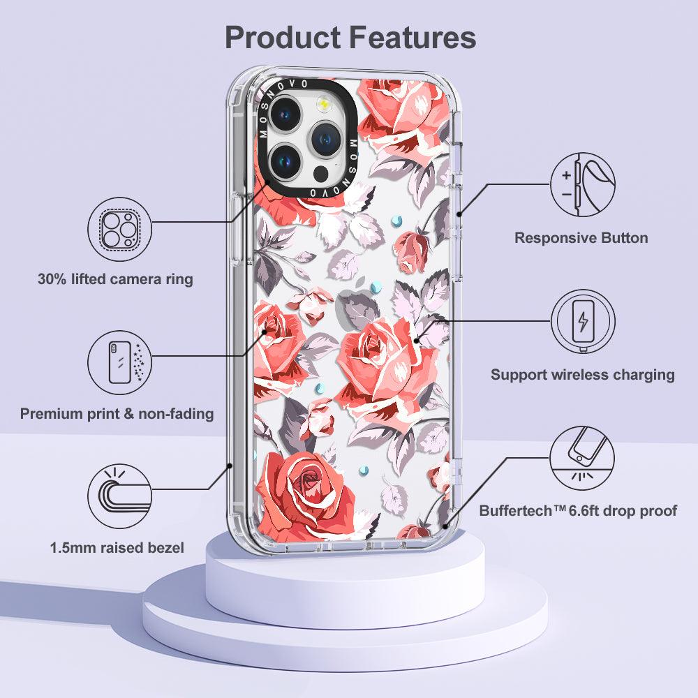 Retro Flower Roses Phone Case - iPhone 12 Pro Case - MOSNOVO