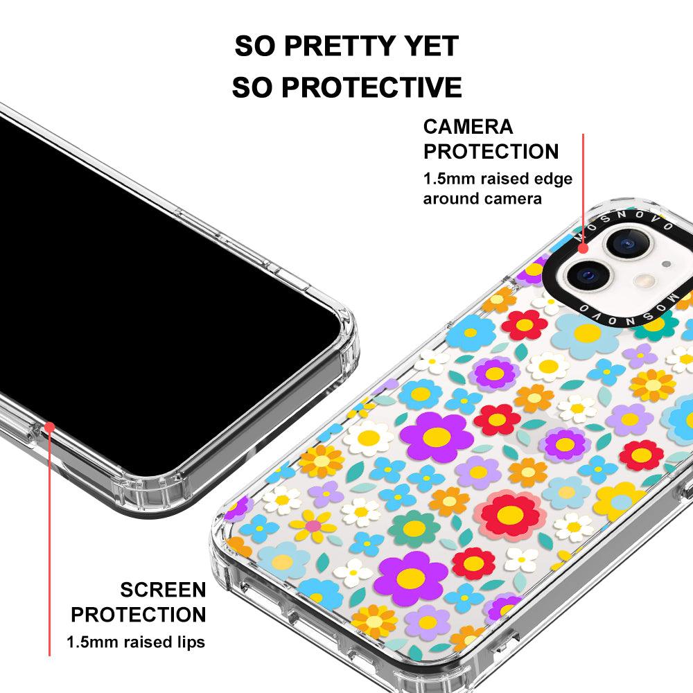 Retro Flower Phone Case - iPhone 12 Mini Case - MOSNOVO