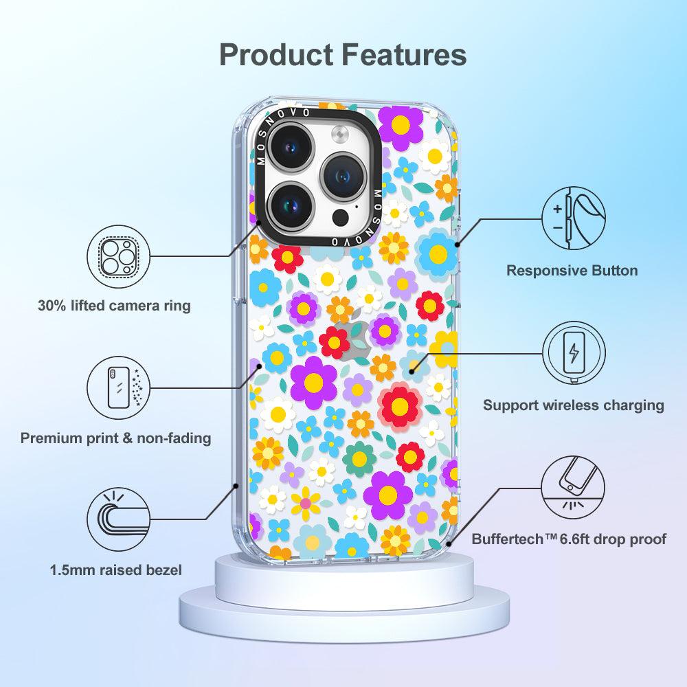 Retro Flower Phone Case - iPhone 14 Pro Case - MOSNOVO