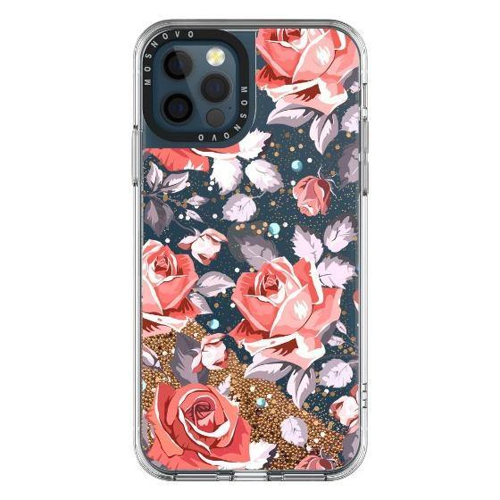 Retro Flower Roses Glitter Phone Case - iPhone 12 Pro Case - MOSNOVO
