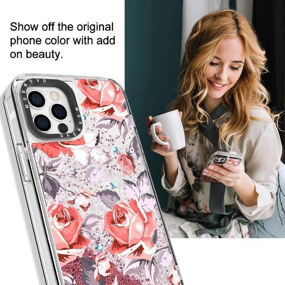 Retro Flower Roses Glitter Phone Case - iPhone 12 Pro Case - MOSNOVO