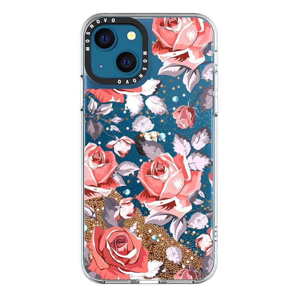 Retro Flower Roses Glitter Phone Case - iPhone 13 Case - MOSNOVO