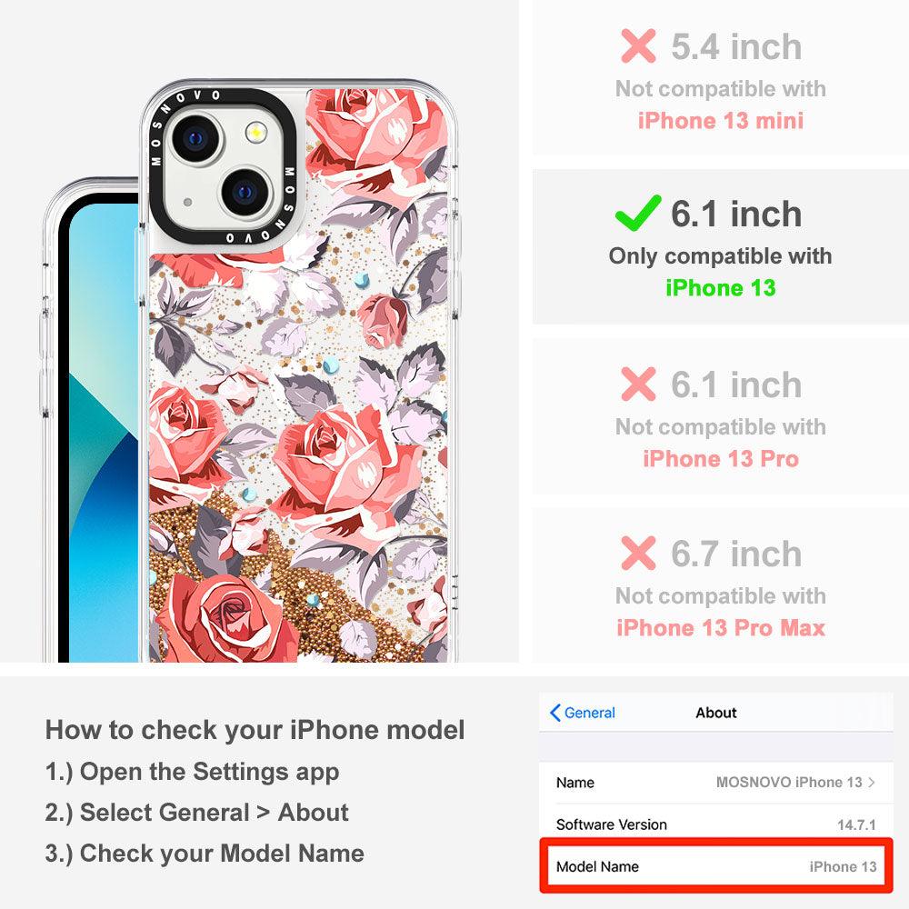 Retro Flower Roses Glitter Phone Case - iPhone 13 Case - MOSNOVO