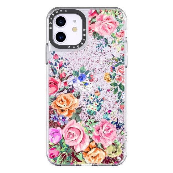 Rose Garden Glitter Phone Case - iPhone 11 Case - MOSNOVO
