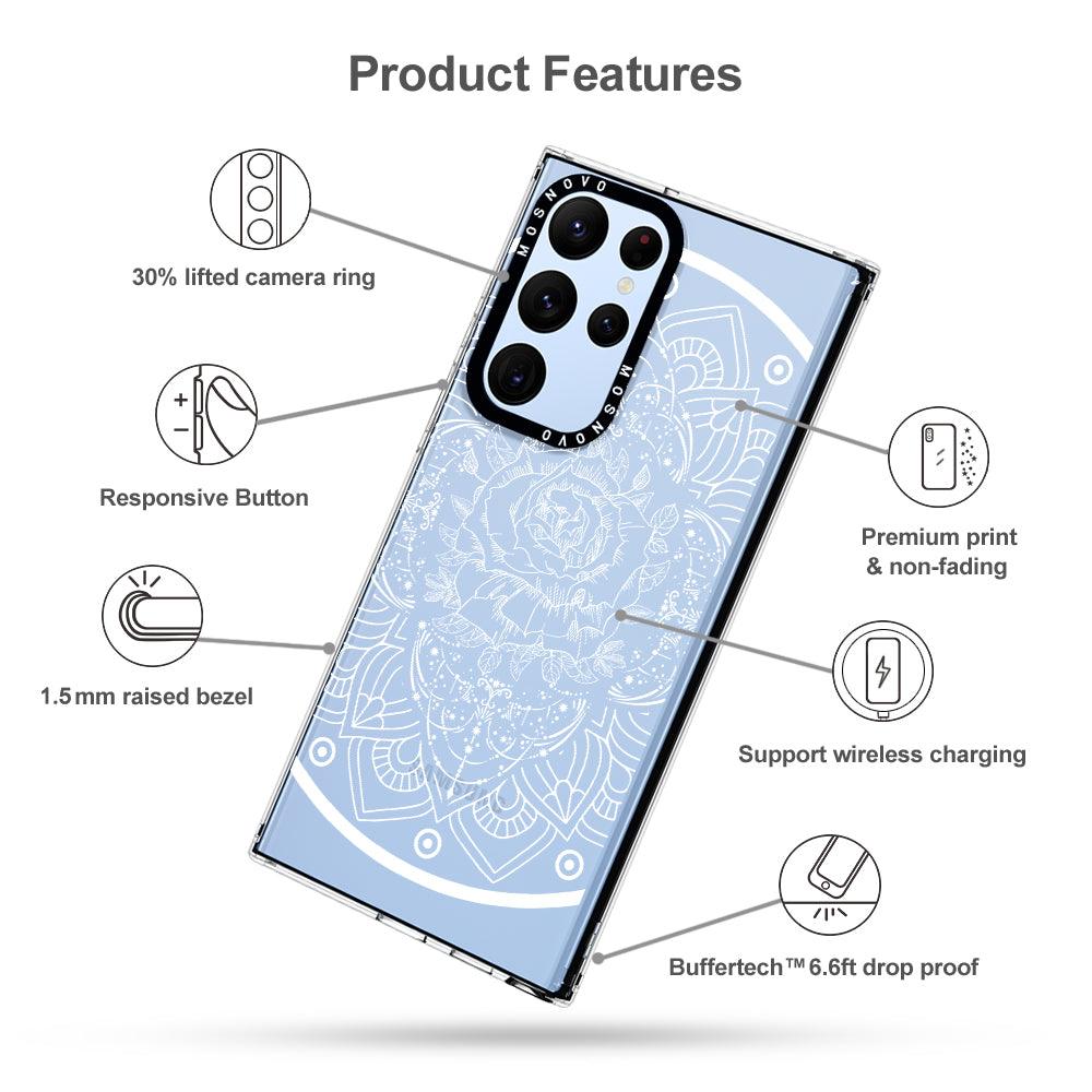 Rose Mandala Phone Case - Samsung Galaxy S22 Ultra Case - MOSNOVO