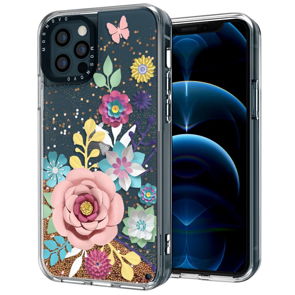 Roses Blossom Floral Flower Glitter Phone Case - iPhone 12 Pro Max Case - MOSNOVO