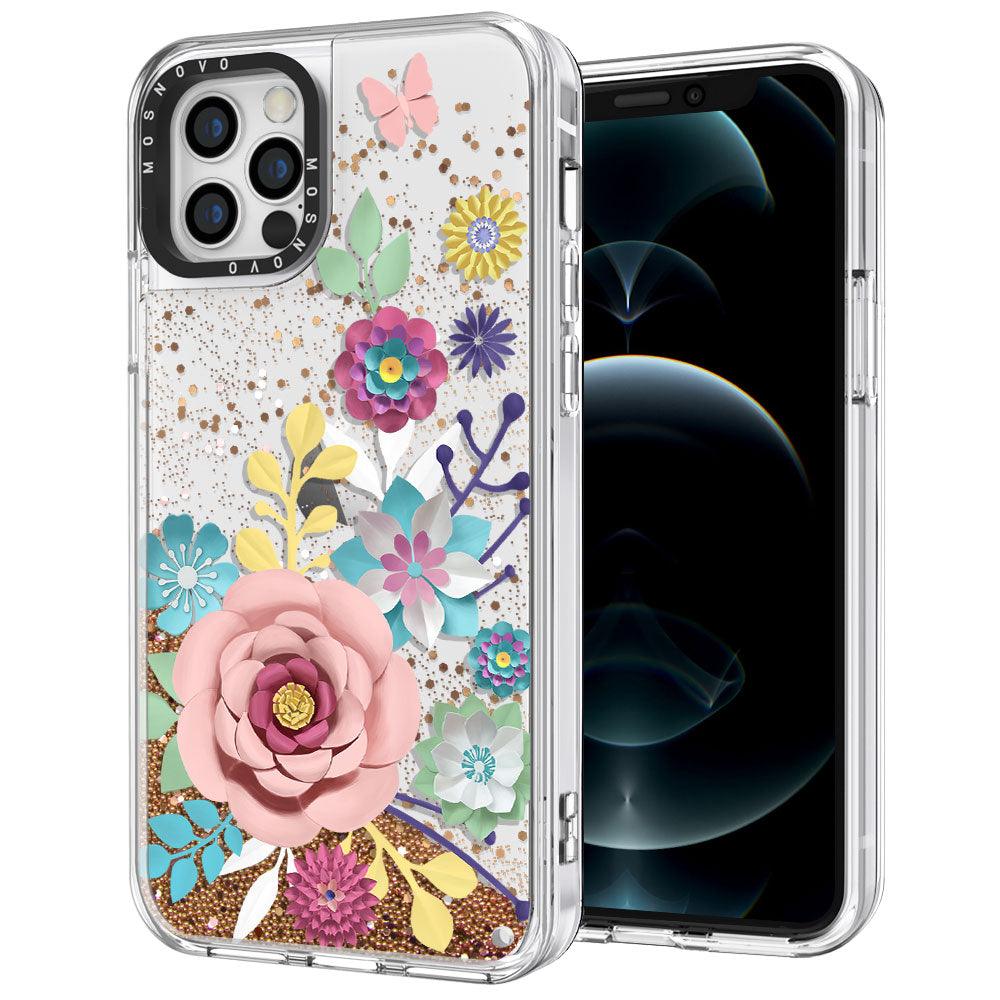 Roses Blossom Floral Flower Glitter Phone Case - iPhone 12 Pro Max Case - MOSNOVO
