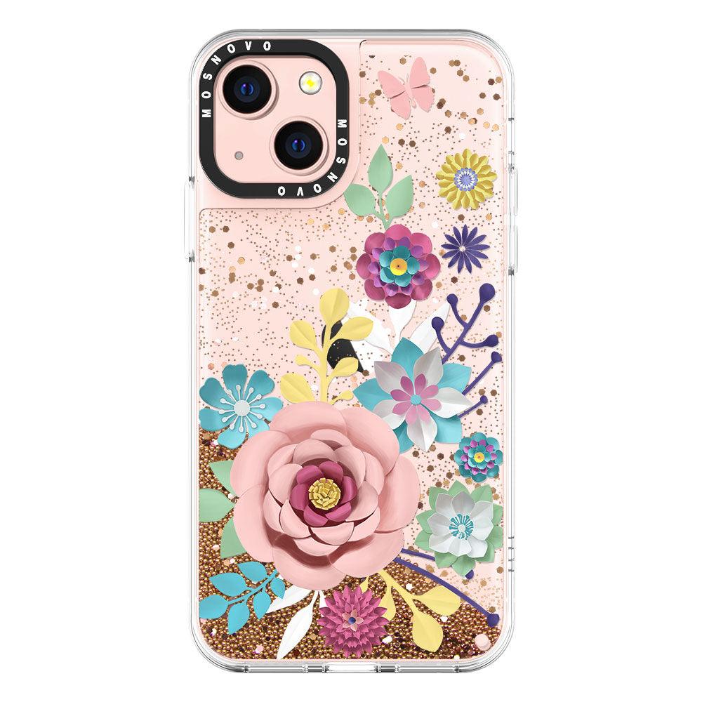 Roses Blossom Floral Flower Glitter Phone Case - iPhone 13 Case - MOSNOVO