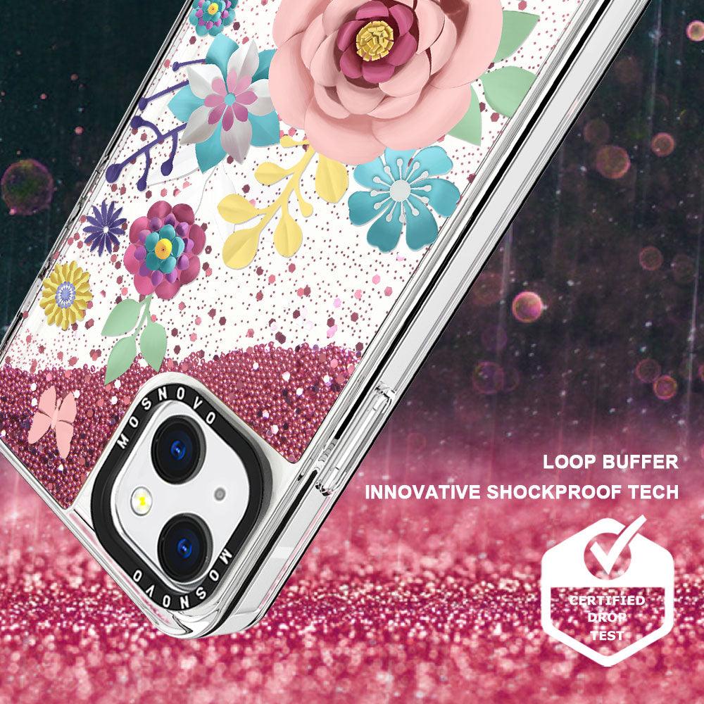 Roses Blossom Floral Flower Glitter Phone Case - iPhone 13 Case - MOSNOVO