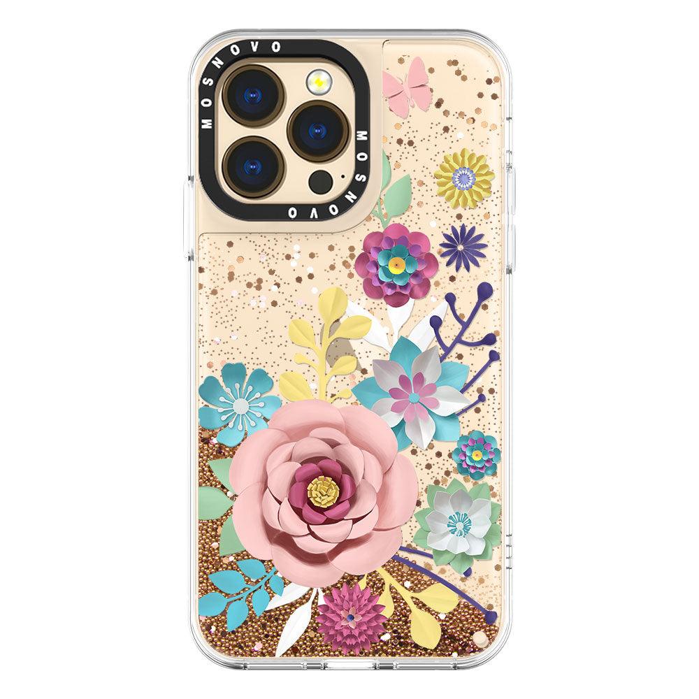 Roses Blossom Floral Flower Glitter Phone Case - iPhone 13 Pro Case - MOSNOVO