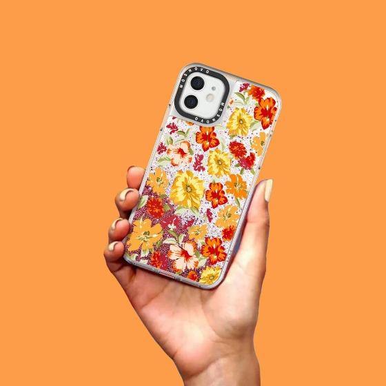 Saffron Yellow Flower Floral Glitter Phone Case - iPhone 12 Case