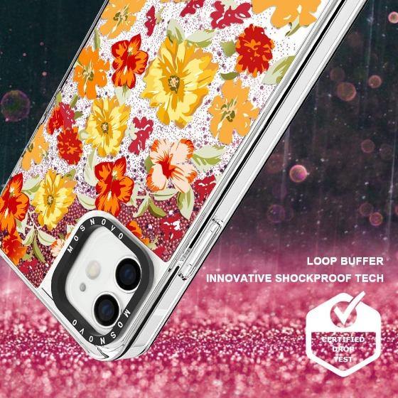 Saffron Yellow Flower Floral Glitter Phone Case - iPhone 12 Mini Case