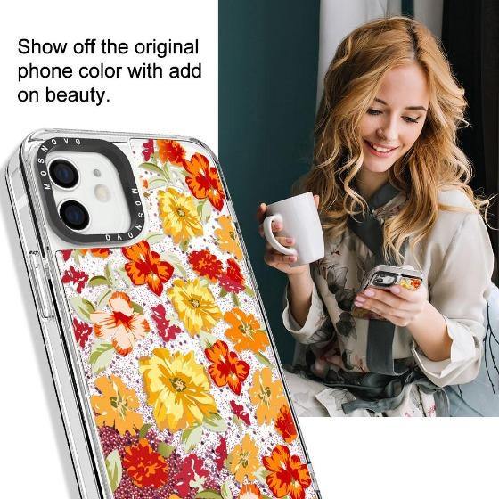 Saffron Yellow Flower Floral Glitter Phone Case - iPhone 12 Mini Case