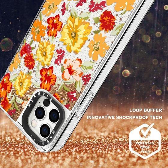 Saffron Yellow Flower Floral Glitter Phone Case - iPhone 12 Pro Case