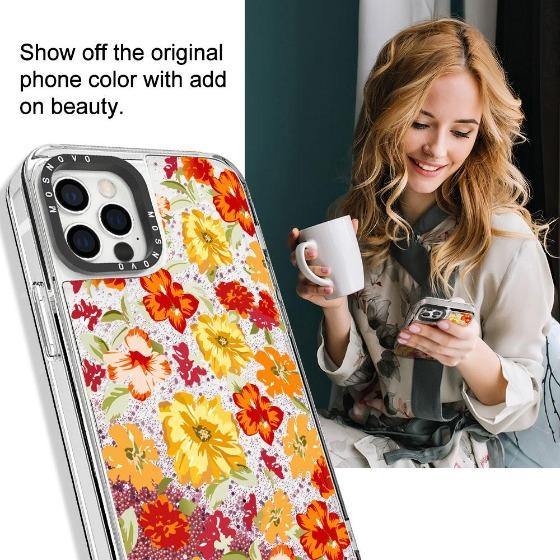 Saffron Yellow Flower Floral Glitter Phone Case - iPhone 12 Pro Case