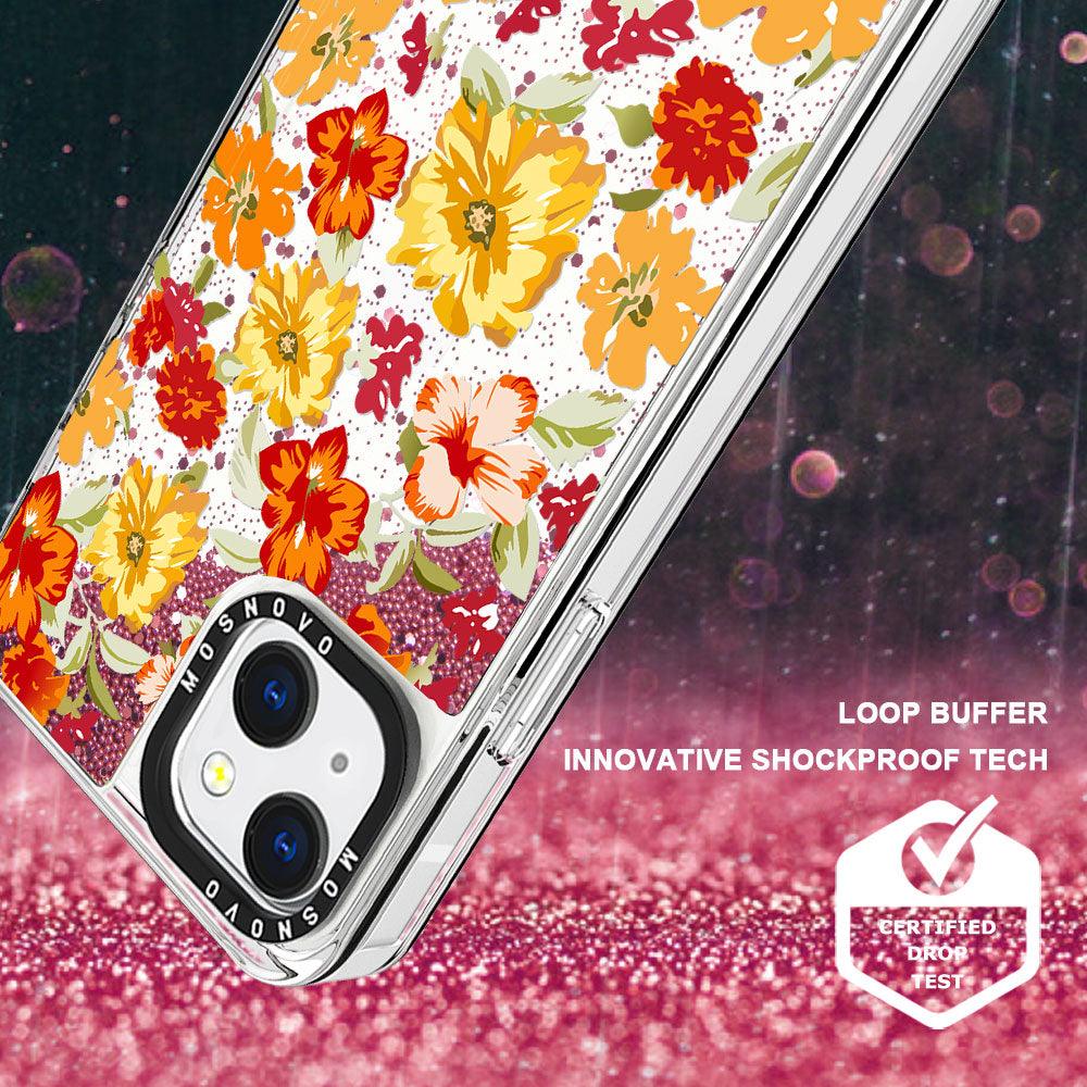 Saffron Yellow Flower Floral Glitter Phone Case - iPhone 13 Case - MOSNOVO