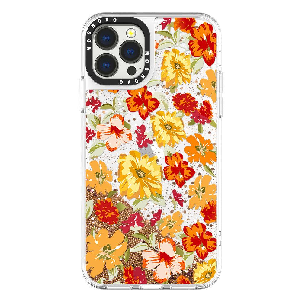 Saffron Yellow Flower Floral Glitter Phone Case - iPhone 13 Pro Max Case - MOSNOVO