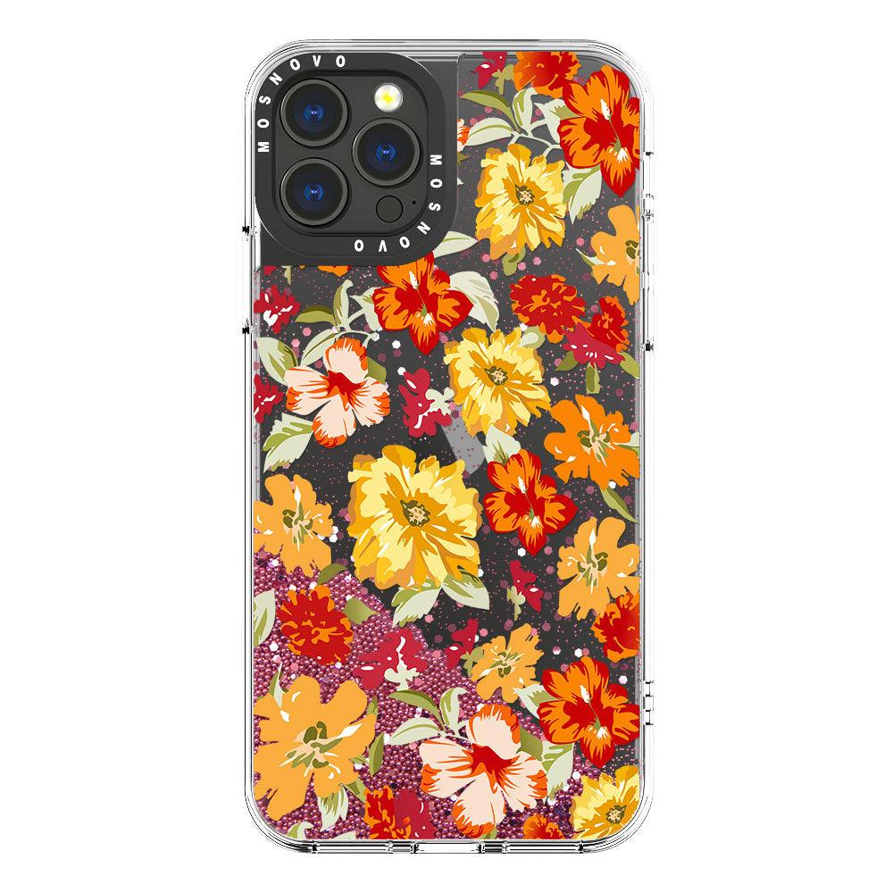 Saffron Yellow Flower Floral Glitter Phone Case - iPhone 13 Pro Max Case - MOSNOVO