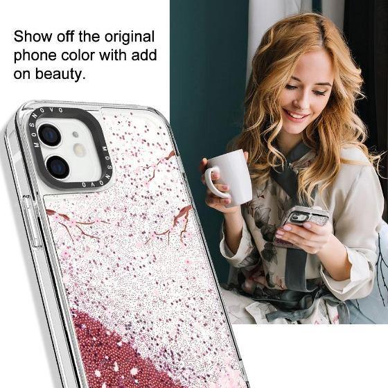 Sakura Flowers Blossom Glitter Phone Case -iPhone 12 Case