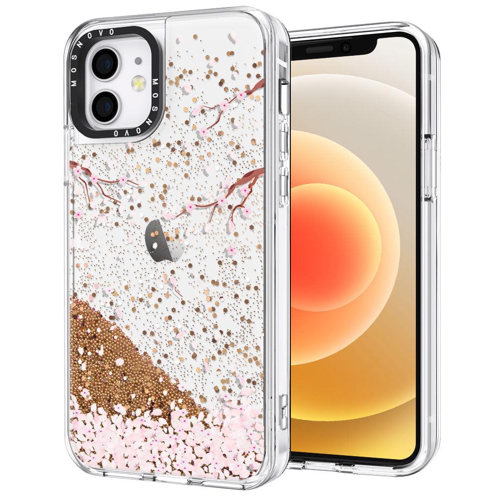 Sakura Flowers Blossom Glitter Phone Case - iPhone 12 Case - MOSNOVO
